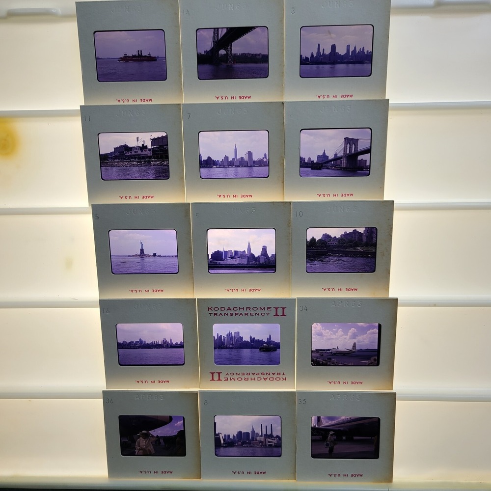 Lot of 27 Kodachrome Slide NYC Skyline Polo Grounds Pan-Am Planes Travel Bermuda